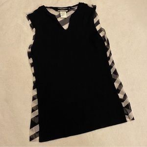 Marina Rinaldi Basic sleeveless ribbed black  sheer chevron top size M US 12-14